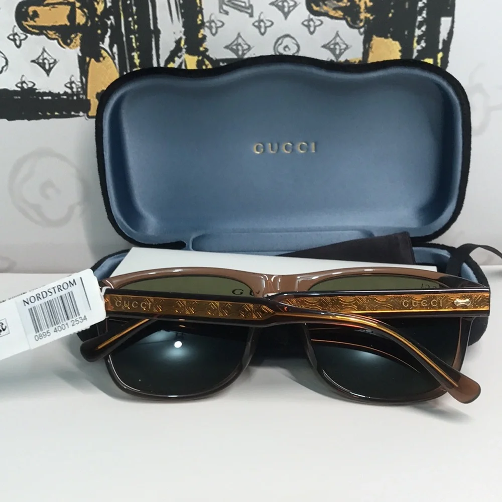 ✨ Brand New Gucci GG0911S 003 Sunglasses – Brown Frame with Green Lenses ✨